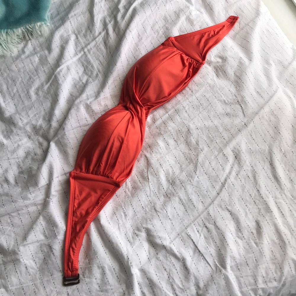 Orange strapless bikini top